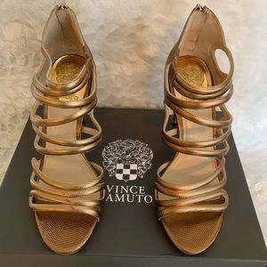 Vince Camuto Copper Leather Strappy Sandals Sz 8m